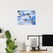 Klok van het huis Sparrows "Passer domesticus" op Poster (Thuiskantoor)
