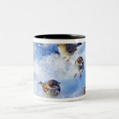 Klok van het huis Sparrows "Passer domesticus" op Tweekleurige Koffiemok (Center)