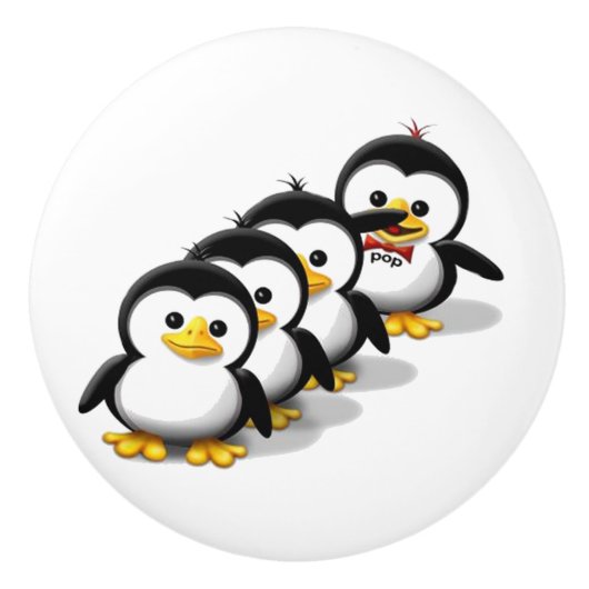 Klok van pinguïns keramische knop (Voorkant)