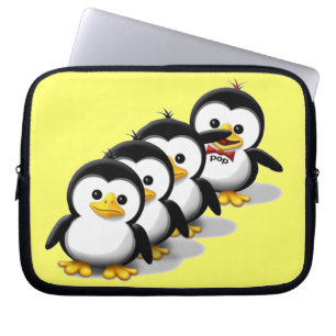 Klok van pinguïns laptop sleeve