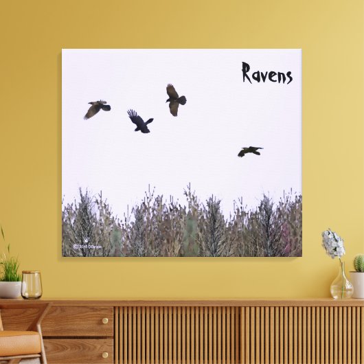 Klok van Ravens Canvas Afdruk (Insitu (Woonkamer))
