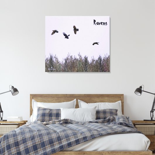 Klok van Ravens Canvas Afdruk (Insitu (Slaapkamer))