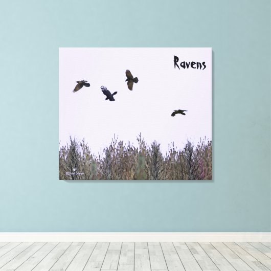 Klok van Ravens Canvas Afdruk (Insitu (Houten vloer))