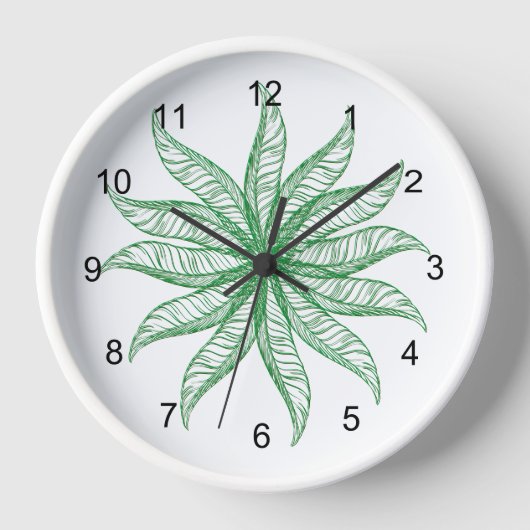 Klok - Veer bloesem in groen (Voorkant)