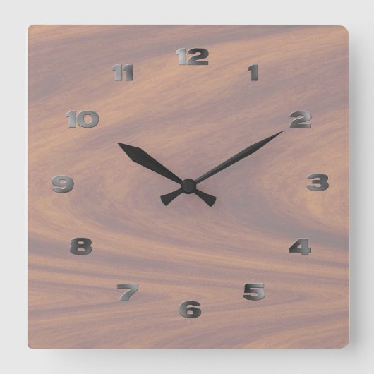 Klok - Verlichtde Woodgrain met metaalnummers (Voorkant)