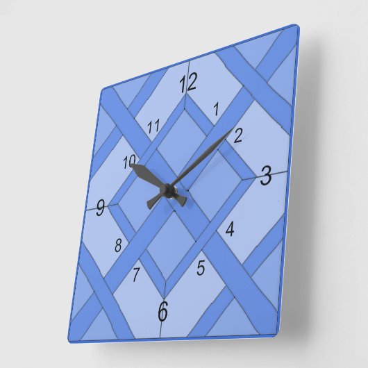 Klok - Verweven vierkantjes in blauw (Hoek)