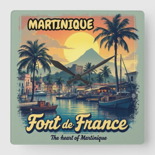 Klok vierkant Martinique Fort-de-France | Klok (Voorkant)