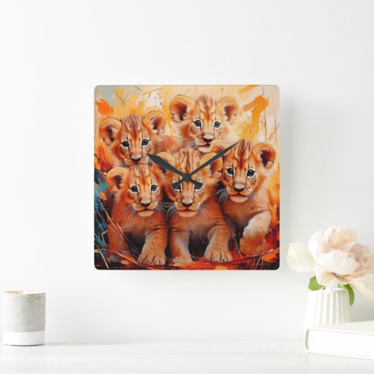 Klok - Vijf Leeuwenwelpen Kunstwerk (Huis)