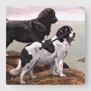 Klok Vintage geschilderde Newfoundlands vierkante