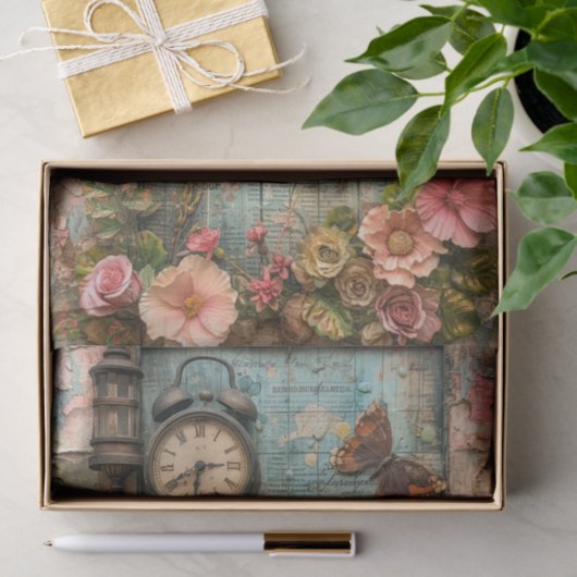 Klok & vlinder gemengde media tissuepapier (Geschenk)