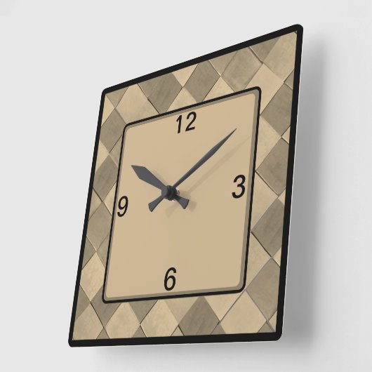 Klok voor de vierkant wandsluiting met een bruine  (Hoek)