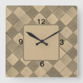 Klok voor de vierkant wandsluiting met een bruine  (Voorkant)