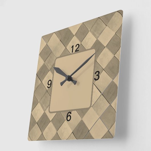 Klok voor de vierkant wandsluiting met een bruine  (Hoek)