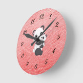 Klok voor Kinderkamer met mama en Baby Panda (Hoek)