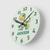 Klok voor kinderkamer met op maat gemaakte dinosau (Hoek)