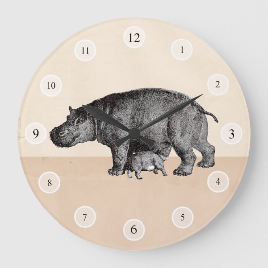 Klok voor moeder en baby hippos (Voorkant)
