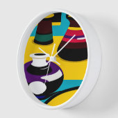 Klok voor ontwerp van potten met Lijst van wit hou (Hoek)