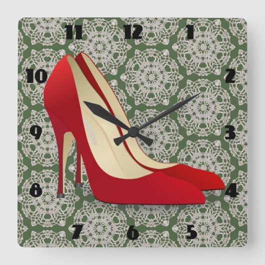 klok voor rode hipschoenen (Voorkant)