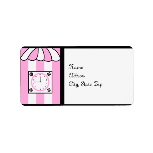 Klok Vrijgezellenfeest Roze en witte strepen Etiket (Voorkant)