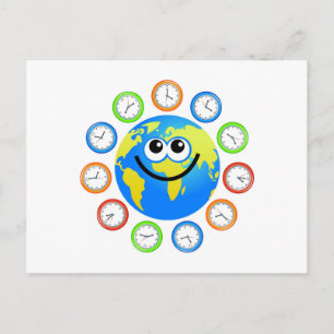 Klok Wereldbol Briefkaart