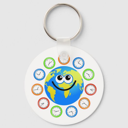 Klok Wereldbol Sleutelhanger (Voorkant)