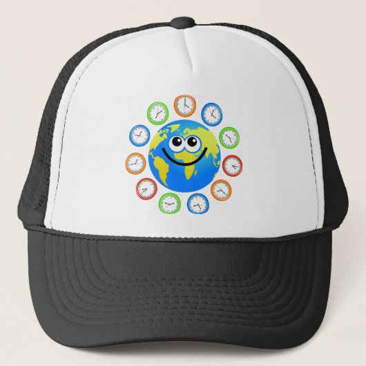 Klok Wereldbol Trucker Pet (Voorkant)