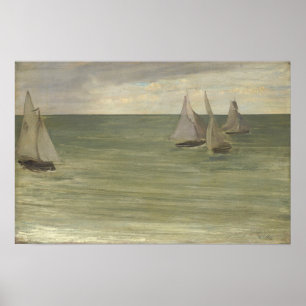 Klokflits - Grijs en groen het zilveren Zee Poster