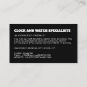 Klokgezichten, Horoloog Visitekaartje (Achterkant)