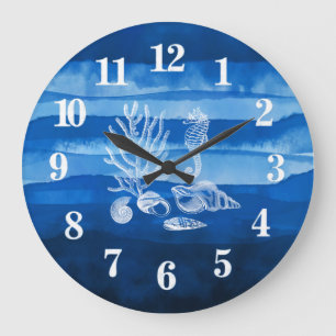 Klokhuis Coral Seahorse Blue Clock Grote Klok