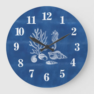 Klokhuis Coral Seahorse Ocean Blue Large Clock Grote Klok