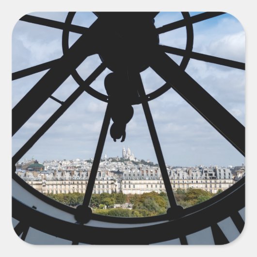 Klokje voor reuzenglas bij Musée d'Orsay - Parijs Vierkante Sticker (Voorkant)