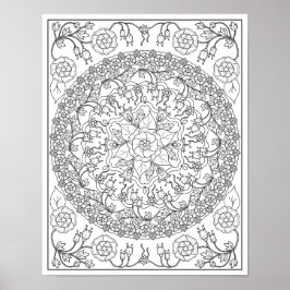 Klokjes en Wijnranken Mandala Kleurboek voor Volwa Poster