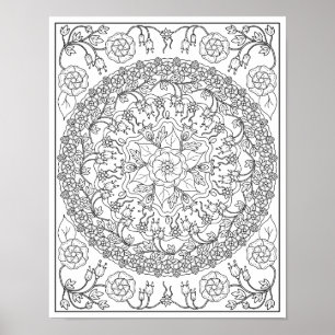 Klokjes en Wijnranken Mandala Kleurboek voor Volwa Poster