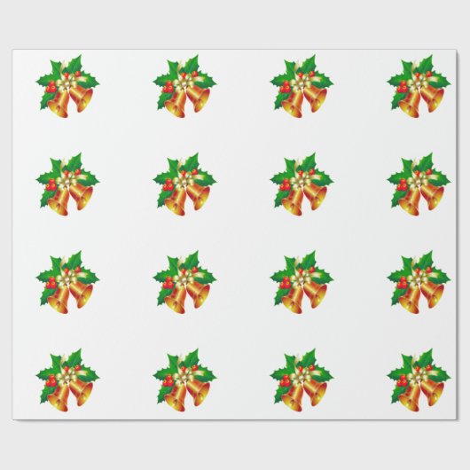 Klokken en Holly Wrapping Papier (Vlak)