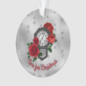 klokken en Rozen Tijd voor Kerstmis Ornament (voorkant)