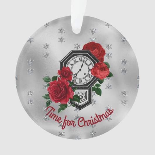 klokken en Rozen Tijd voor Kerstmis Ornament (voorkant)