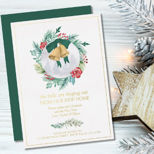 Klokken luiden Kerstkrans Nieuw huis Folie H Feestdagenkaart