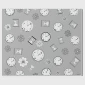 Klokken met wolgrijs en bloemen cadeaupapier (Vlak)