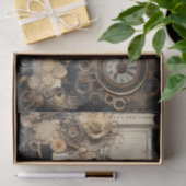 Klokken, Tandwielen, Bloemen en Ephemera Tissuepapier (Geschenk)