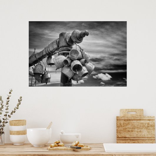 Klokken van Boeddhistische tempel Poster (Keuken)