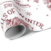 Klokken van Winter Vintage Kerstmis Cadeaupapier (Rol Hoek)