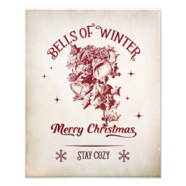Klokken van Winter Vintage Kerstmis Foto Afdruk