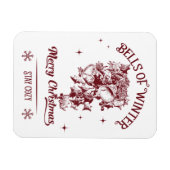 Klokken van Winter Vintage Kerstmis Magneet (Horizontaal)
