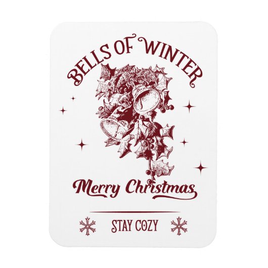 Klokken van Winter Vintage Kerstmis Magneet (Verticaal)