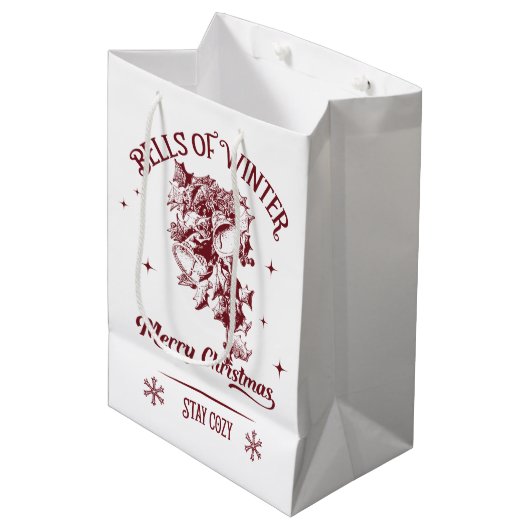 Klokken van Winter Vintage Kerstmis Medium Cadeauzakje (Voorkant Gekanteld)