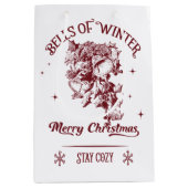 Klokken van Winter Vintage Kerstmis Medium Cadeauzakje (Voorkant)