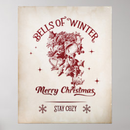 Klokken van Winter Vintage Kerstmis Poster