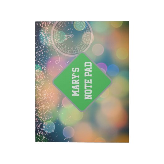 Klokkenhorloge van het nieuwe jaar notitieblok (Linkerzijde)