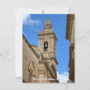 Klokkentoren in Mdina, Malta. Briefkaart