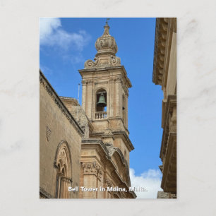 Klokkentoren in Mdina, Malta. Briefkaart